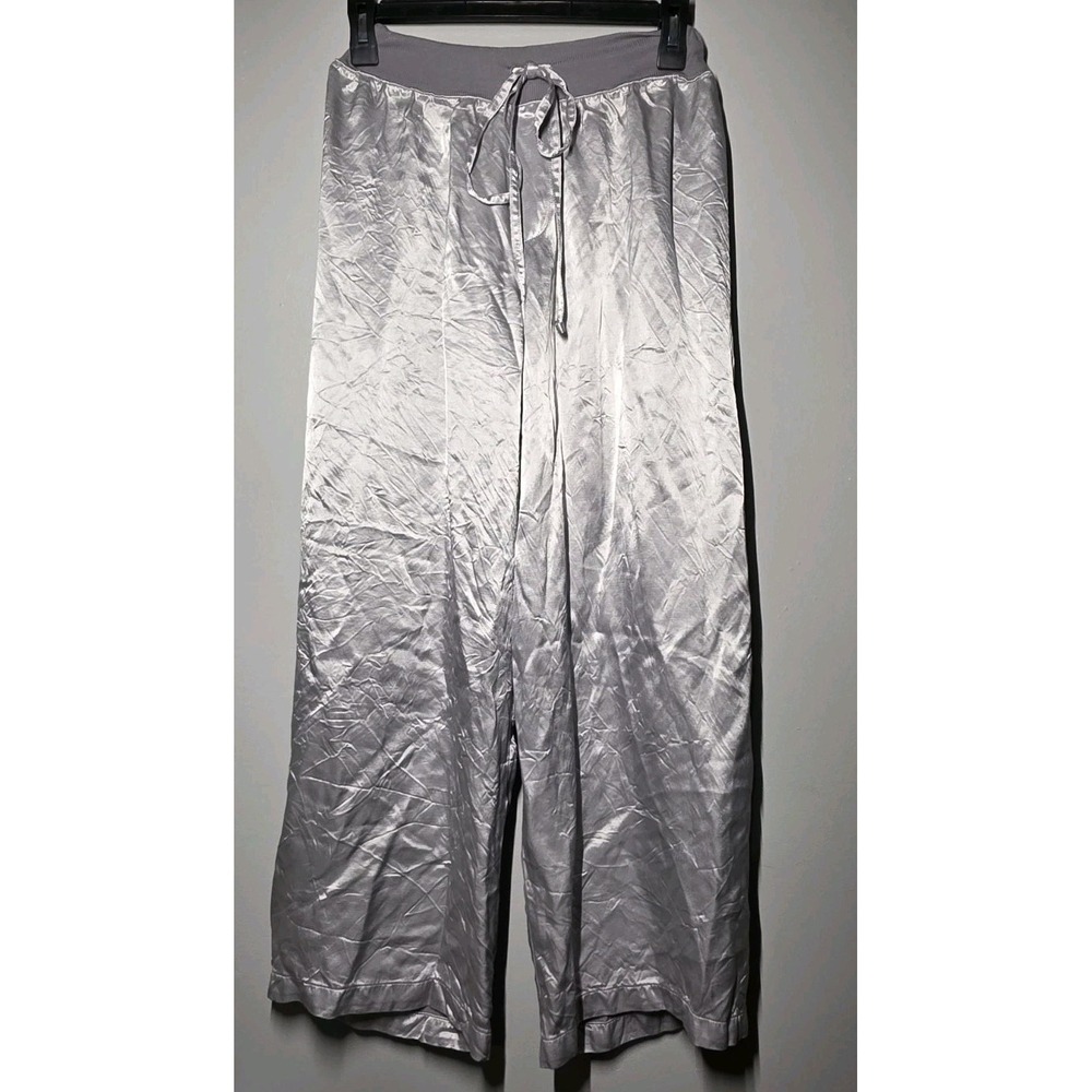 Pj Harlow Silver Jolie Capri Pajama Lounge Pants Sz Small Satin Smooth Luxury